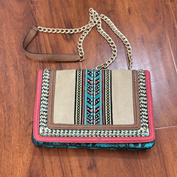 Aldo Handbags - Aldo Red and Cream Crossbody Bag with Chain Detail